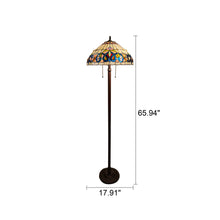 Load image into Gallery viewer, RADIANCE goods Victorian Tiffany-Style Dark Bronze 2 Light Floor Lamp 18" Wide/66" Tall