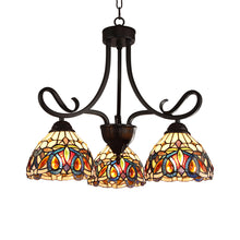 Load image into Gallery viewer, RADIANCE goods Victorian Tiffany-style Dark Bronze 3 Light Mini Chandelier 22" Wide