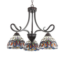 Load image into Gallery viewer, RADIANCE goods Victorian Tiffany-style Dark Bronze 3 Light Mini Chandelier 22" Wide