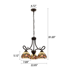 Load image into Gallery viewer, RADIANCE goods Victorian Tiffany-style Dark Bronze 3 Light Mini Chandelier 22" Wide