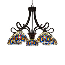 Load image into Gallery viewer, RADIANCE goods Victorian Tiffany-Style Dark Bronze 5 Light Large Chandelier 27" Wide