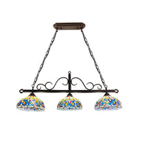 Load image into Gallery viewer, RADIANCE goods Victorian Tiffany-Style Dark Bronze 3 Light Island Pendant 45" Wide