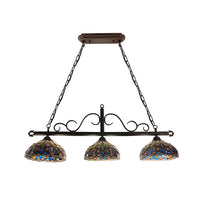 Load image into Gallery viewer, RADIANCE goods Victorian Tiffany-Style Dark Bronze 3 Light Island Pendant 45" Wide