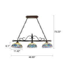 Load image into Gallery viewer, RADIANCE goods Victorian Tiffany-Style Dark Bronze 3 Light Island Pendant 45" Wide
