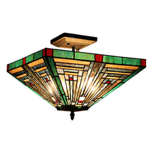 Load image into Gallery viewer, RADIANCE goods Tiffany 2 Light Mission Semi-Flush Ceiling Mount 14" Wide
