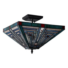 Load image into Gallery viewer, RADIANCE goods Tiffany 2 Light Mission Semi-Flush Ceiling Mount 14" Wide
