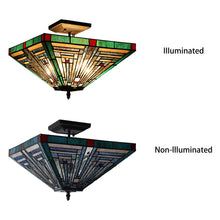 Load image into Gallery viewer, RADIANCE goods Tiffany 2 Light Mission Semi-Flush Ceiling Mount 14" Wide