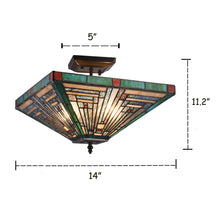 Load image into Gallery viewer, RADIANCE goods Tiffany 2 Light Mission Semi-Flush Ceiling Mount 14" Wide