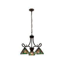 Load image into Gallery viewer, RADIANCE goods Mission Tiffany-style Blackish Bronze 3 Light Mini Chandelier 22" Wide