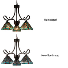 Load image into Gallery viewer, RADIANCE goods Mission Tiffany-style Blackish Bronze 3 Light Mini Chandelier 22" Wide