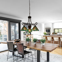 Load image into Gallery viewer, RADIANCE goods Mission Tiffany-style Blackish Bronze 3 Light Mini Chandelier 22" Wide