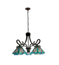 Load image into Gallery viewer, RADIANCE goods Mission Tiffany-Style Blackish Bronze 5 Light Large Chandelier 26" Wide