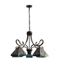Load image into Gallery viewer, RADIANCE goods Mission Tiffany-Style Blackish Bronze 5 Light Large Chandelier 26" Wide