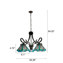 Load image into Gallery viewer, RADIANCE goods Mission Tiffany-Style Blackish Bronze 5 Light Large Chandelier 26" Wide