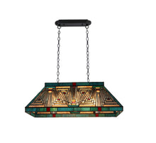 Load image into Gallery viewer, RADIANCE goods Mission Tiffany-Style Blackish Bronze 3 Light Island Pendant 28" Wide