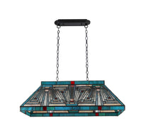 Load image into Gallery viewer, RADIANCE goods Mission Tiffany-Style Blackish Bronze 3 Light Island Pendant 28" Wide