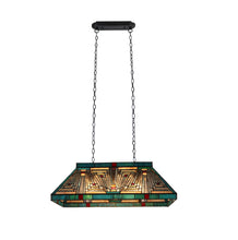 Load image into Gallery viewer, RADIANCE goods Mission Tiffany-Style Blackish Bronze 3 Light Island Pendant 28" Wide