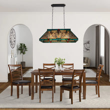 Load image into Gallery viewer, RADIANCE goods Mission Tiffany-Style Blackish Bronze 3 Light Island Pendant 28" Wide