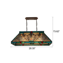 Load image into Gallery viewer, RADIANCE goods Mission Tiffany-Style Blackish Bronze 3 Light Island Pendant 28" Wide