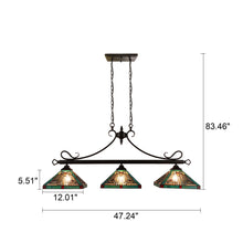 Load image into Gallery viewer, RADIANCE goods Mission Tiffany-Style Blackish Bronze 3 Light Island Pendant 47" Wide