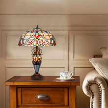 Load image into Gallery viewer, RADIANCE goods Victorian-Style Dark Bronze 3 Light Double Lit Table Lamp 18" Wide