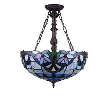 Load image into Gallery viewer, RADIANCE goods Victorian Tiffany-Style Dark Bronze 2 Light Inverted Ceiling Pendant 18" Wide
