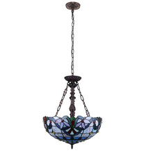 Load image into Gallery viewer, RADIANCE goods Victorian Tiffany-Style Dark Bronze 2 Light Inverted Ceiling Pendant 18" Wide