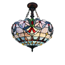 Load image into Gallery viewer, RADIANCE goods Victorian Tiffany-Style Dark Bronze 2 Light Inverted Ceiling Pendant 18" Wide
