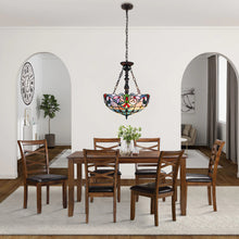 Load image into Gallery viewer, RADIANCE goods Victorian Tiffany-Style Dark Bronze 2 Light Inverted Ceiling Pendant 18" Wide