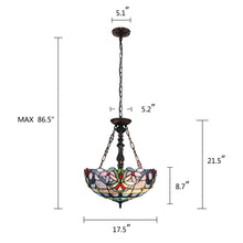 Load image into Gallery viewer, RADIANCE goods Victorian Tiffany-Style Dark Bronze 2 Light Inverted Ceiling Pendant 18" Wide