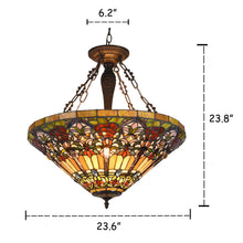 Load image into Gallery viewer, RADIANCE goods Victorian-Style 3 Light Inverted Ceiling Pendant 24" Shade