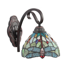 Load image into Gallery viewer, RADIANCE goods Dragonfly Tiffany-style Dark Bronze 1 Light Wall Sconce 8" Wide