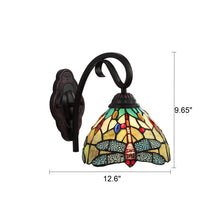 Load image into Gallery viewer, RADIANCE goods Dragonfly Tiffany-style Dark Bronze 1 Light Wall Sconce 8" Wide