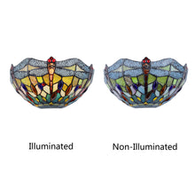Load image into Gallery viewer, RADIANCE goods Dragonfly Tiffany-style Dark Bronze 1 Light Wall Sconce 12" Wide