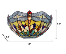 Load image into Gallery viewer, RADIANCE goods Dragonfly Tiffany-style Dark Bronze 1 Light Wall Sconce 12" Wide