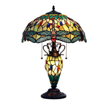 Load image into Gallery viewer, RADIANCE goods Tiffany-style Dark Bronze 3 Light Double Lit Table Lamp 16" Shade