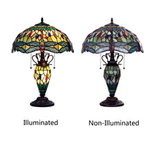 Load image into Gallery viewer, RADIANCE goods Tiffany-style Dark Bronze 3 Light Double Lit Table Lamp 16" Shade