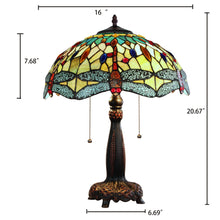Load image into Gallery viewer, RADIANCE goods Dragonfly Tiffany-style Dark Bronze 2 Light Table Lamp 16" Wide