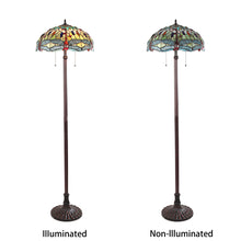 Load image into Gallery viewer, RADIANCE goods Tiffany-style 2 Light Dragonfly Floor Lamp 18" Shade