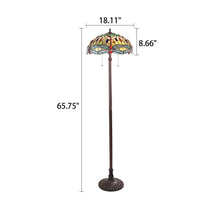 Load image into Gallery viewer, RADIANCE goods Tiffany-style 2 Light Dragonfly Floor Lamp 18" Shade