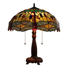 Load image into Gallery viewer, RADIANCE goods Tiffany-style Dragonfly 2 Light Table Lamp 18" Shade