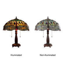 Load image into Gallery viewer, RADIANCE goods Tiffany-style Dragonfly 2 Light Table Lamp 18" Shade