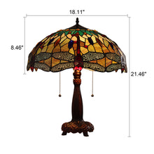 Load image into Gallery viewer, RADIANCE goods Tiffany-style Dragonfly 2 Light Table Lamp 18" Shade