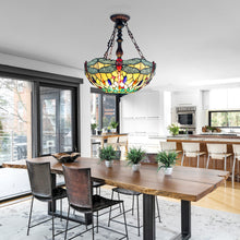 Load image into Gallery viewer, RADIANCE goods Tiffany-style Blackish Bronze 3 Light Hanging Pendant 18" Wide