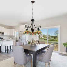 Load image into Gallery viewer, RADIANCE goods Dragonfly Tiffany-style Dark Bronze 3 Light Mini Chandelier 24" Wide
