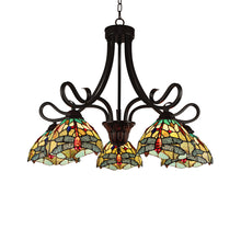 Load image into Gallery viewer, RADIANCE goods Dragonfly Tiffany-style Dark Bronze 5 Light Large Chandelier 27" Wide