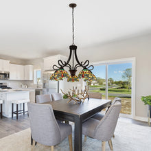Load image into Gallery viewer, RADIANCE goods Dragonfly Tiffany-style Dark Bronze 5 Light Large Chandelier 27" Wide