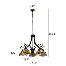 Load image into Gallery viewer, RADIANCE goods Dragonfly Tiffany-style Dark Bronze 5 Light Large Chandelier 27" Wide