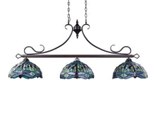 Load image into Gallery viewer, RADIANCE goods Dragonfly Tiffany-Style Dark Bronze 3 Light Island Pendant 48" Wide