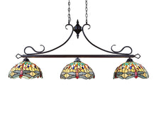 Load image into Gallery viewer, RADIANCE goods Dragonfly Tiffany-Style Dark Bronze 3 Light Island Pendant 48" Wide